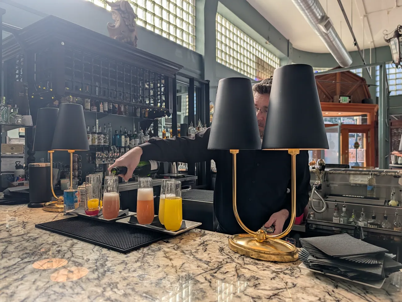Colorful drinks being poured at the Carruthers bar